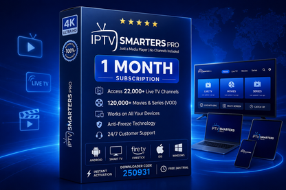 IPTV Smarters Pro subscription 1 month USA plan with 4K support, instant activation, and device compatibility